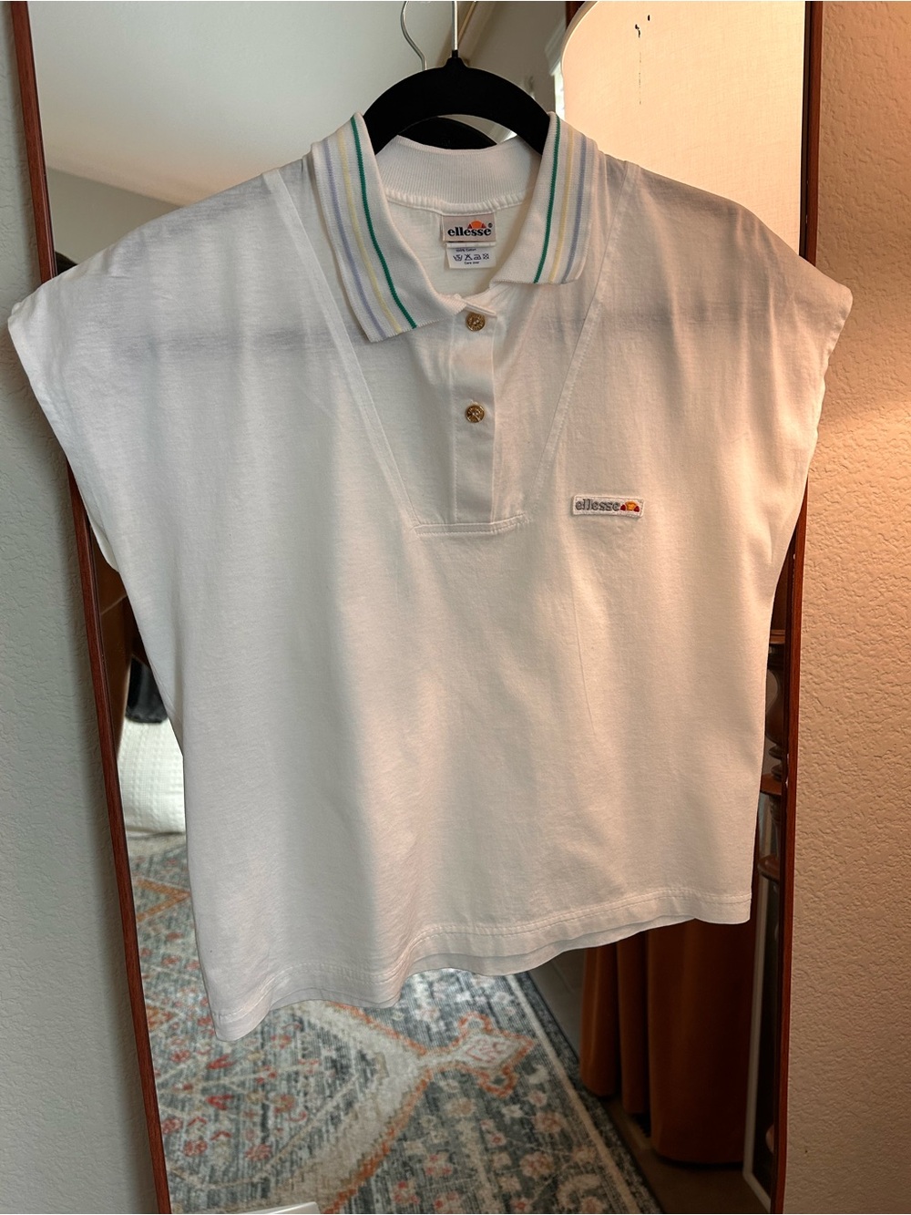 Vintage Ellesse Women's Tennis Polo Shirt Size 6W Made in USA 100% Cotton